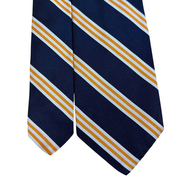 Vintage Brooks Brothers Navy Silk/Polyester Striped Tie Blue/Gold