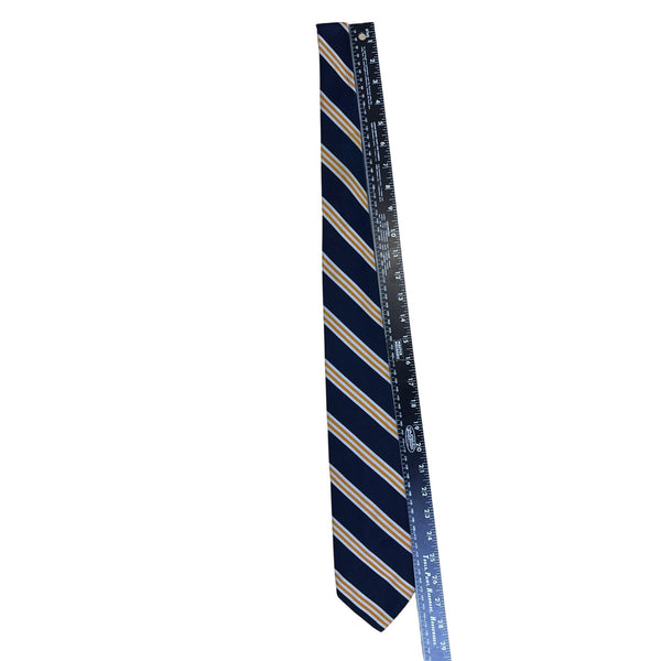 Vintage Brooks Brothers Navy Silk/Polyester Striped Tie Blue/Gold