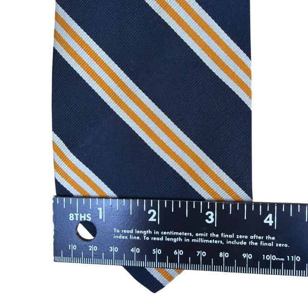 Vintage Brooks Brothers Navy Silk/Polyester Striped Tie Blue/Gold