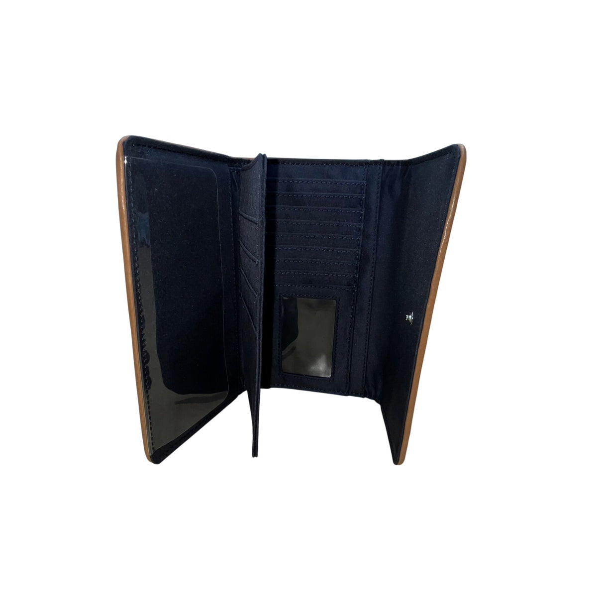 Tommy Hilfiger Womens Brown Beige Signature Canvas Snap Closure Clutch Wallet