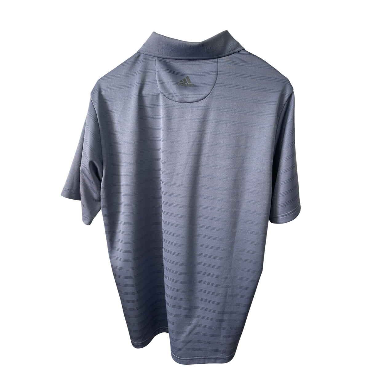 Adidas Mens Polo Shirt Gray Polyester Performance Striped Medium Size