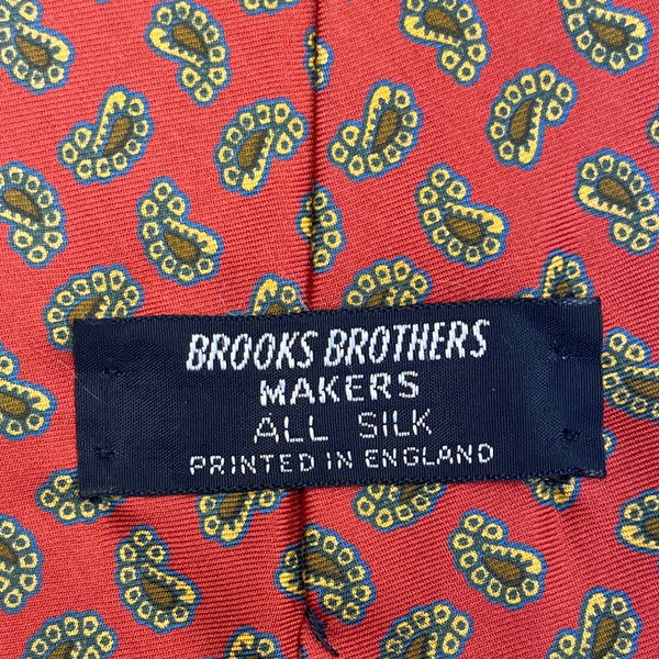 Vintage Brooks Brothers Red Silk Paisley Print Tie 56” X 3.5” Made In England