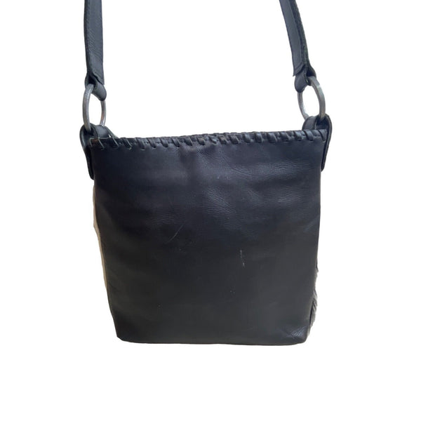 Annabell Thom Women's Black & White Cowhide Leather Crossbody Bag Sz M