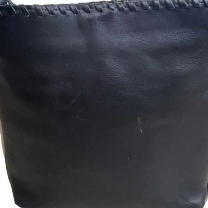 Annabell Thom Women's Black & White Cowhide Leather Crossbody Bag Sz M