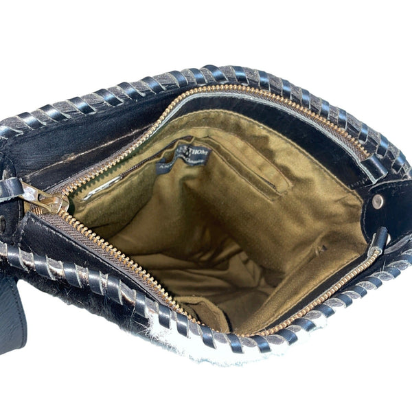 Annabell Thom Women's Black & White Cowhide Leather Crossbody Bag Sz M