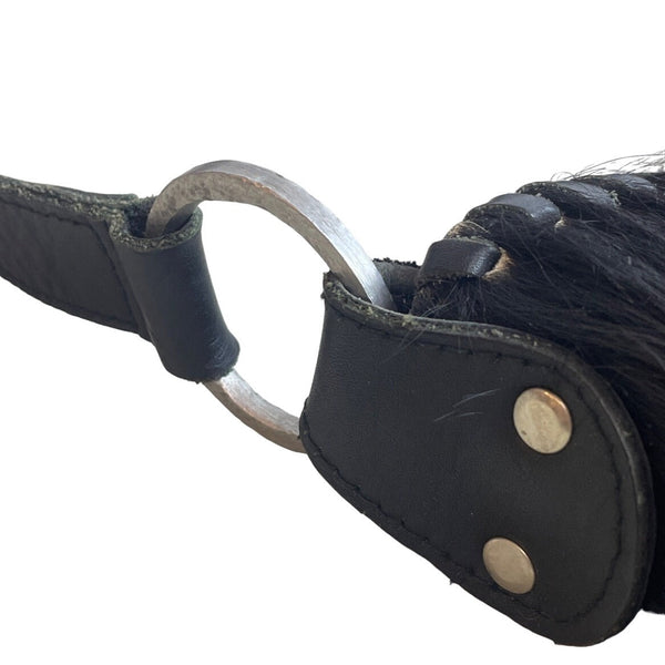 Annabell Thom Women's Black & White Cowhide Leather Crossbody Bag Sz M