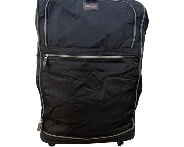 Biaggi Black Nylon Collapsible Rolling Duffel Bag With Multiple Pockets