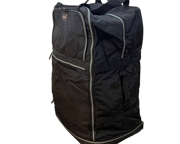 Biaggi Black Nylon Collapsible Rolling Duffel Bag With Multiple Pockets