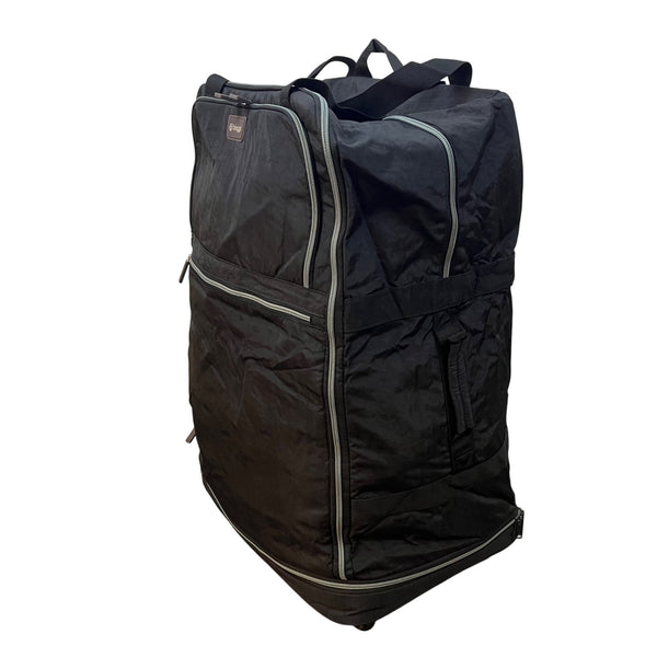 Biaggi Black Nylon Collapsible Rolling Duffel Bag With Multiple Pockets