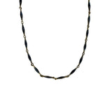 Vintage Delicate Elongated Blue Glass Necklace 24