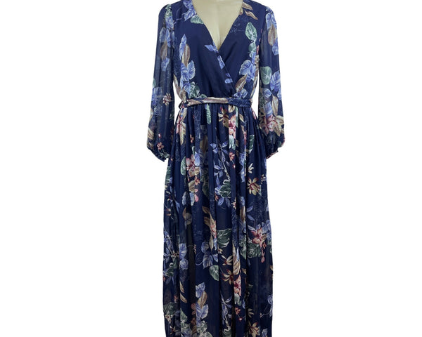 Miss Avenue Women’s Blue Floral Print Maxi Dress Sz S - NWT