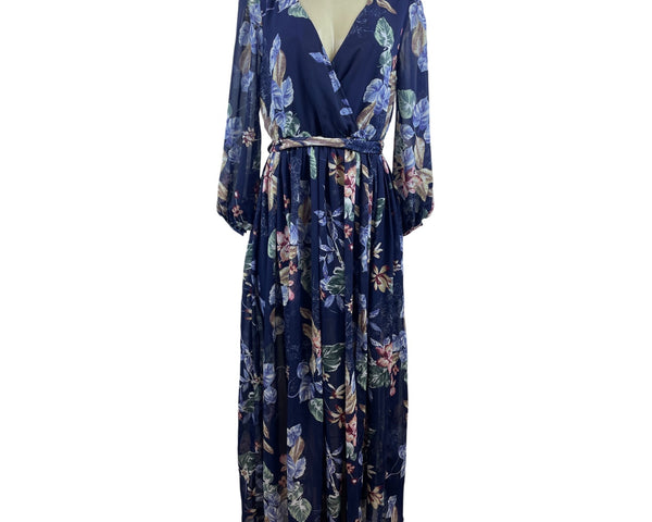 Miss Avenue Women’s Blue Floral Print Maxi Dress Sz S - NWT