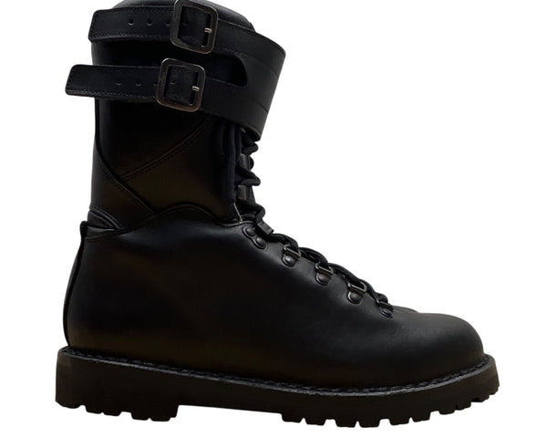 Salvatore Ferragamo Black Leather Double Straps Antartic Combat Boots Sz 8.5-New