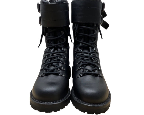 Salvatore Ferragamo Black Leather Double Straps Antartic Combat Boots Sz 8.5-New
