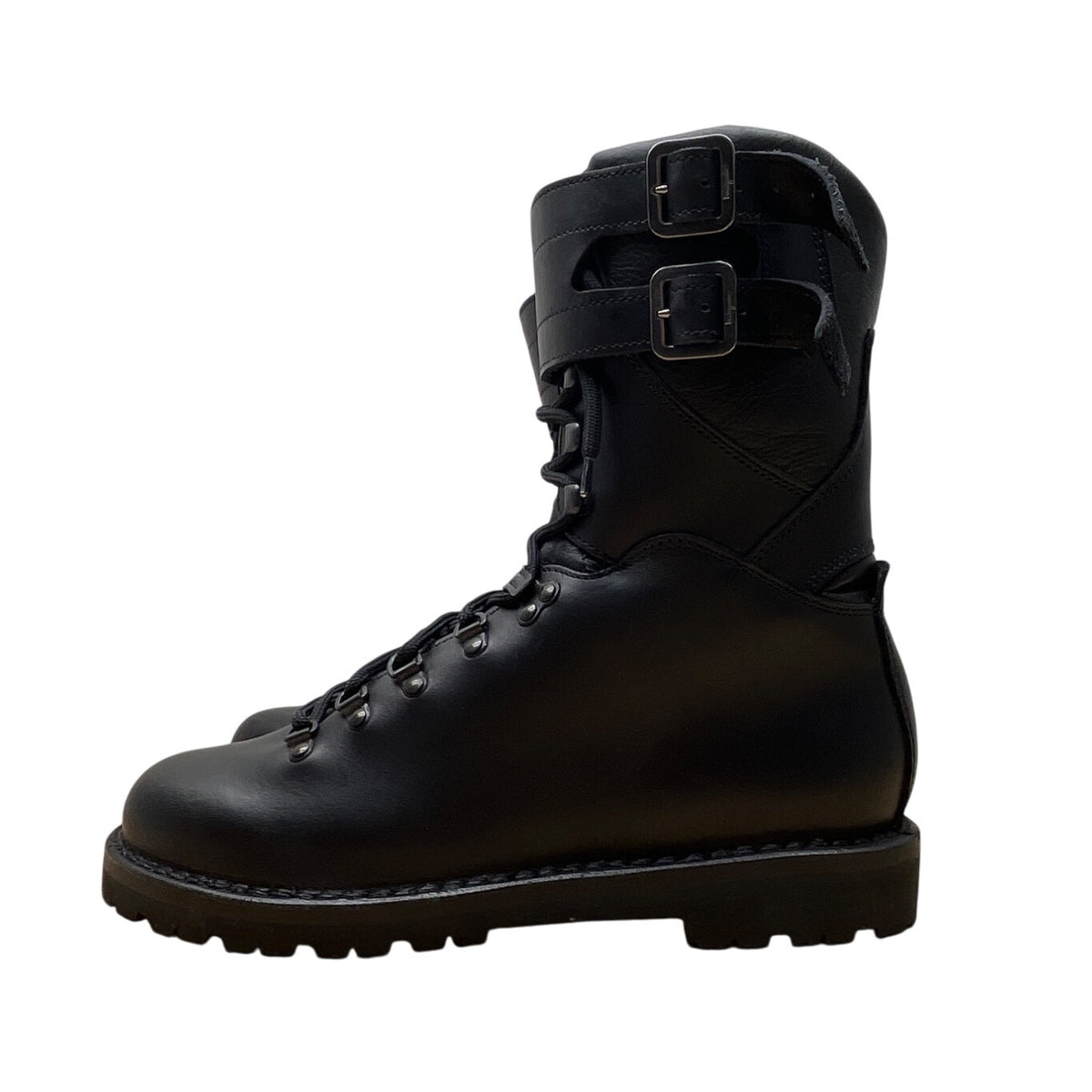 Salvatore Ferragamo Black Leather Double Straps Antartic Combat Boots Sz 8.5-New