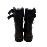 Salvatore Ferragamo Black Leather Double Straps Antartic Combat Boots Sz 8.5-New