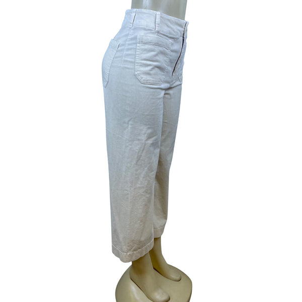 Maeve High-Rise Corduroy Wide-Leg Womens Pants Cream Size 29