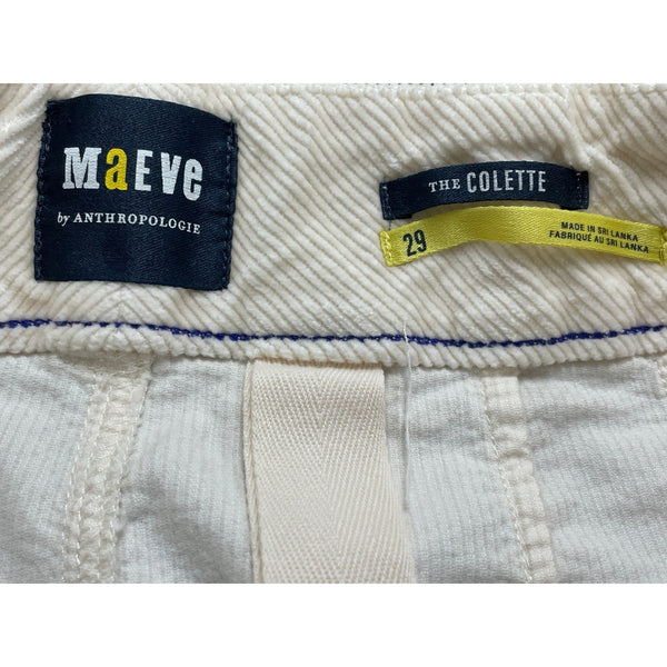 Maeve High-Rise Corduroy Wide-Leg Womens Pants Cream Size 29