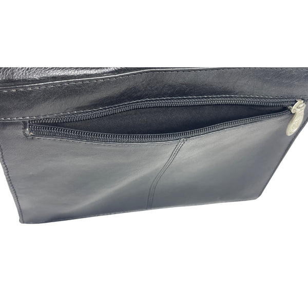 Lgin Women's Black Leather Crossbody Tote Bag Sz M