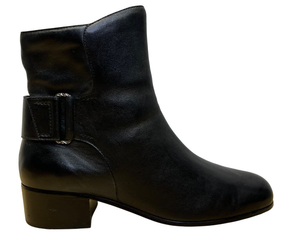 Walking Cradles Women’s Black Leather Lucie Heeled Ankle Boots Size 12W