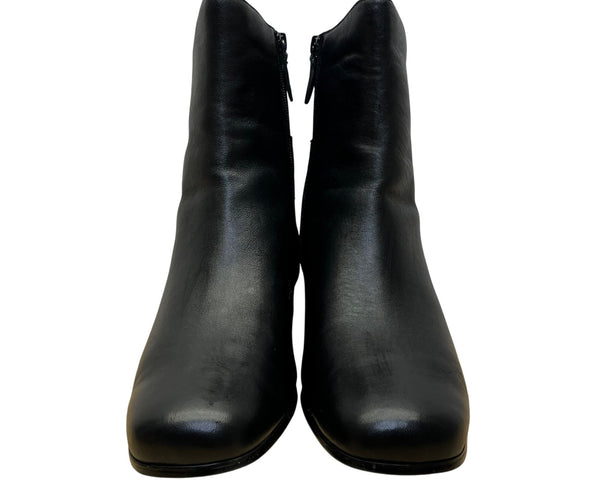 Walking Cradles Women’s Black Leather Lucie Heeled Ankle Boots Size 12W