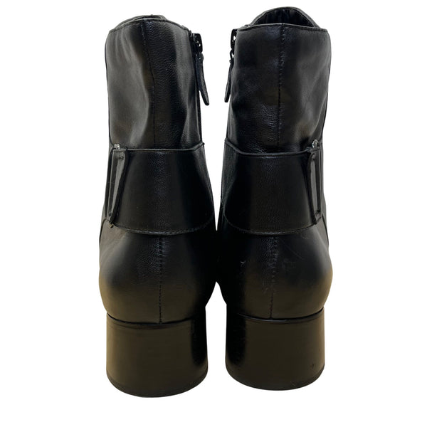 Walking Cradles Women’s Black Leather Lucie Heeled Ankle Boots Size 12W