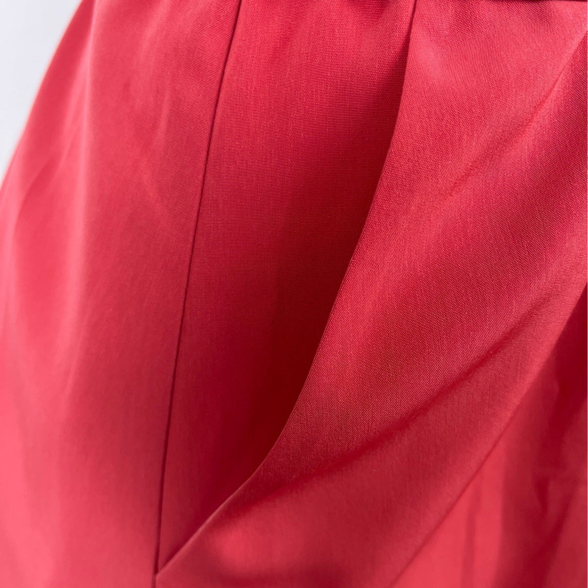 Ann Taylor Red Halter Neck Sleeveless Dress With Belt Tie Back Pleated Sz 2