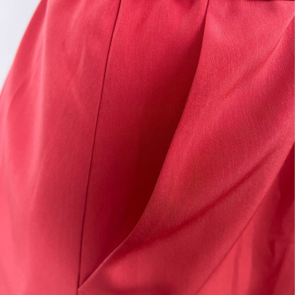Ann Taylor Red Halter Neck Sleeveless Dress With Belt Tie Back Pleated Sz 2