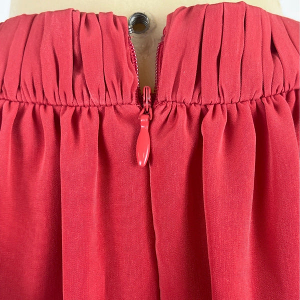 Ann Taylor Red Halter Neck Sleeveless Dress With Belt Tie Back Pleated Sz 2