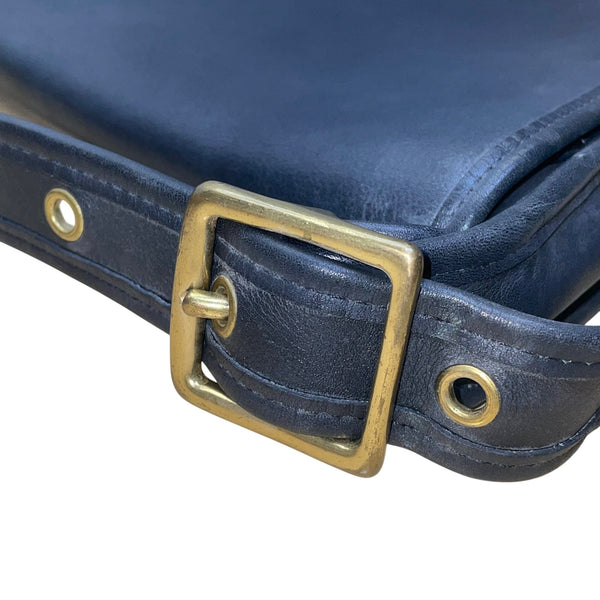 Coach Women’s Blue Leather Adjustable Strap Flap Closure Crossbody Bag