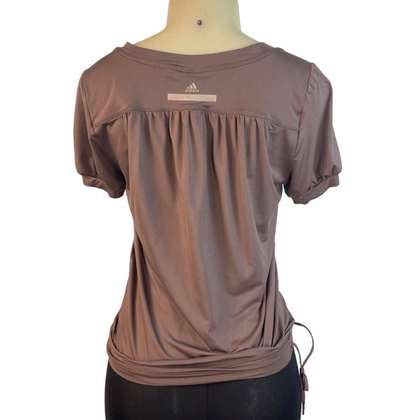 Adidas Stella McCartney Womens Brown Short Sleeve Shirt With Drawstring Hem Sz S