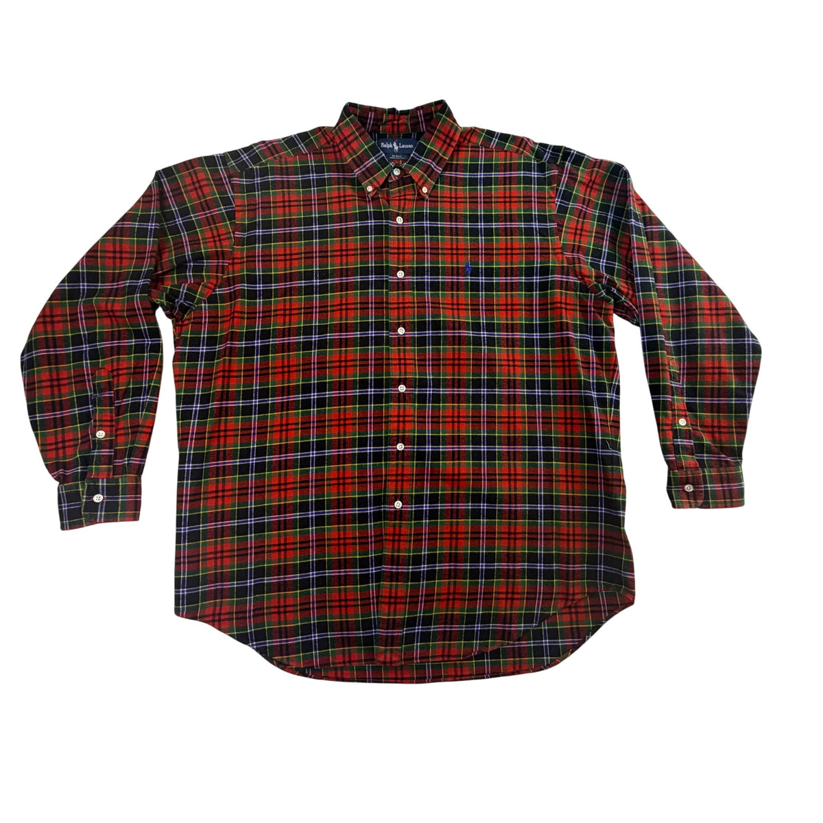 Ralph Lauren Mens Multicolor 100% Cotton Plaid Button-Down Shirt Size L