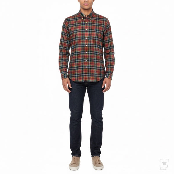 Ralph Lauren Mens Multicolor 100% Cotton Plaid Button-Down Shirt Size L