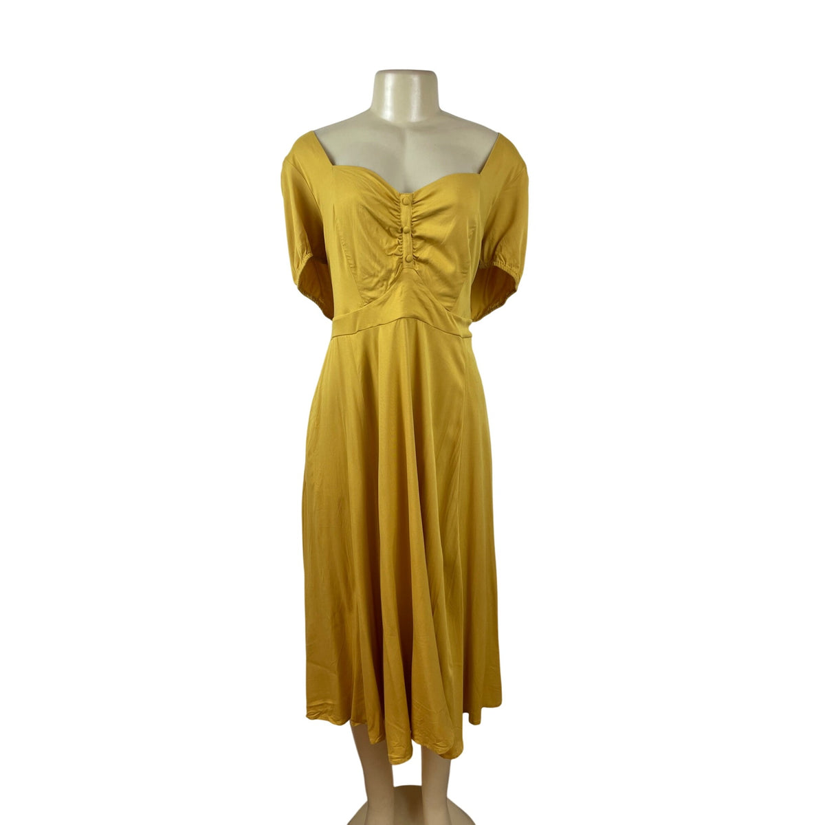 Torrid Women’s Yellow Off-Shoulder Midi Dress With Puff Sleeves Size 3X - New