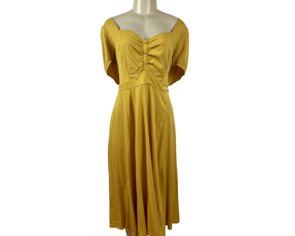 Torrid Women’s Yellow Off-Shoulder Midi Dress With Puff Sleeves Size 3X - New