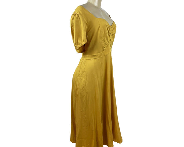 Torrid Women’s Yellow Off-Shoulder Midi Dress With Puff Sleeves Size 3X - New