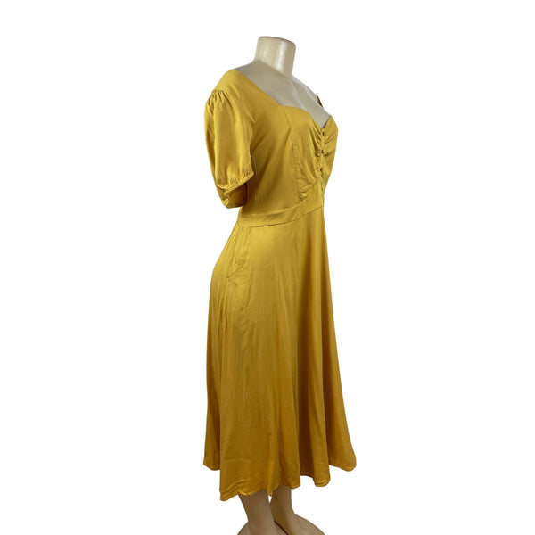Torrid Women’s Yellow Off-Shoulder Midi Dress With Puff Sleeves Size 3X - New