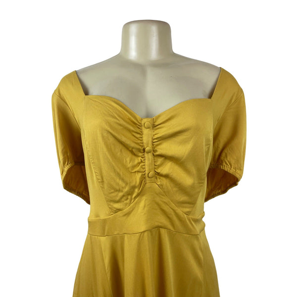 Torrid Women’s Yellow Off-Shoulder Midi Dress With Puff Sleeves Size 3X - New