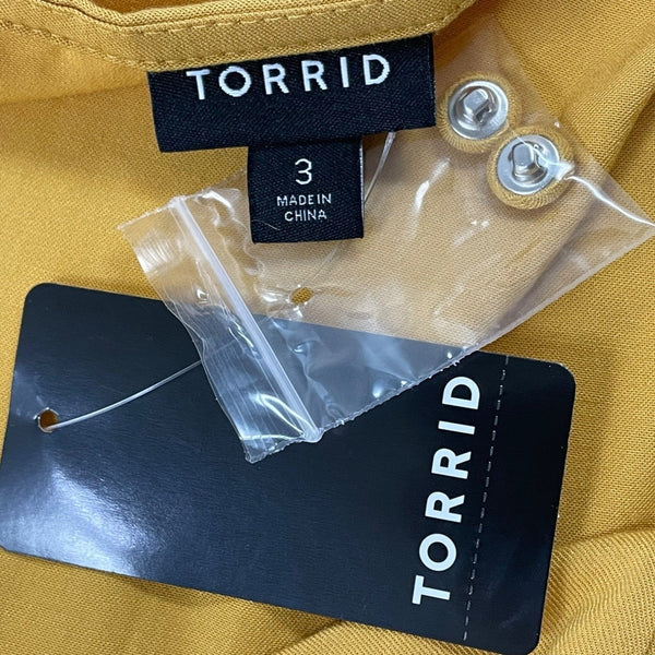 Torrid Women’s Yellow Off-Shoulder Midi Dress With Puff Sleeves Size 3X - New