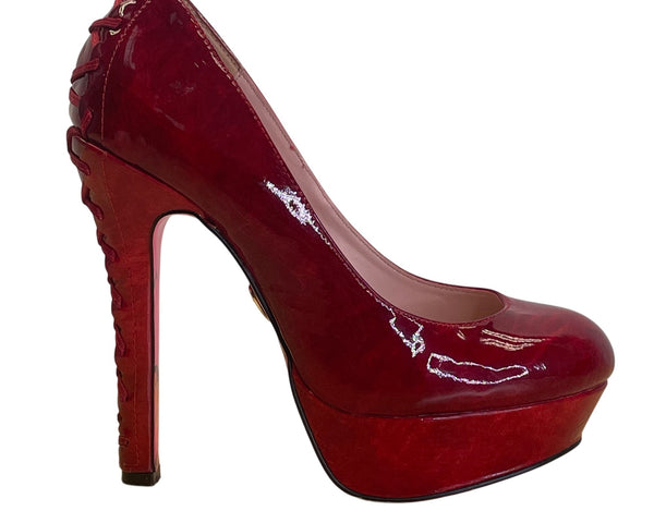 Betsey Johnson Women's Red Patent Leather Dita Platform High Heel Size 6.5M