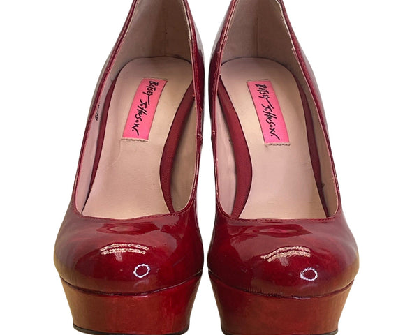 Betsey Johnson Women's Red Patent Leather Dita Platform High Heel Size 6.5M