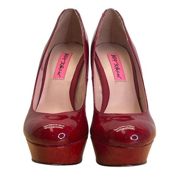 Betsey Johnson Women's Red Patent Leather Dita Platform High Heel Size 6.5M