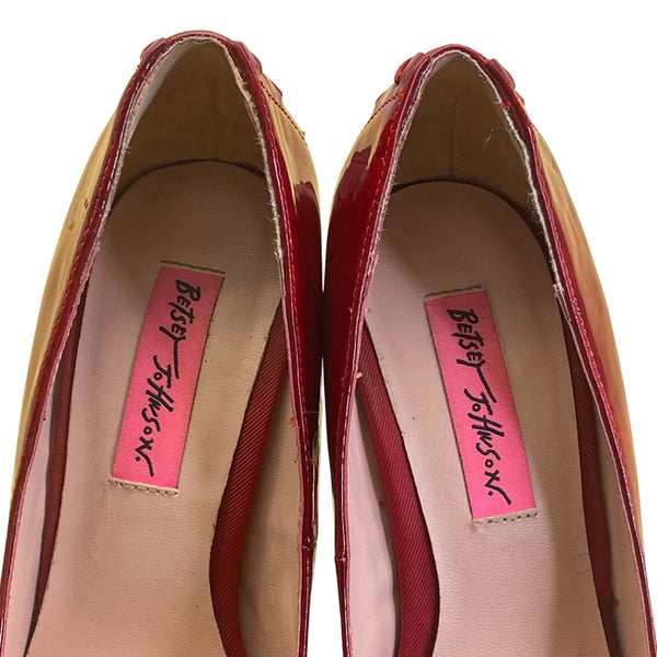 Betsey Johnson Women's Red Patent Leather Dita Platform High Heel Size 6.5M