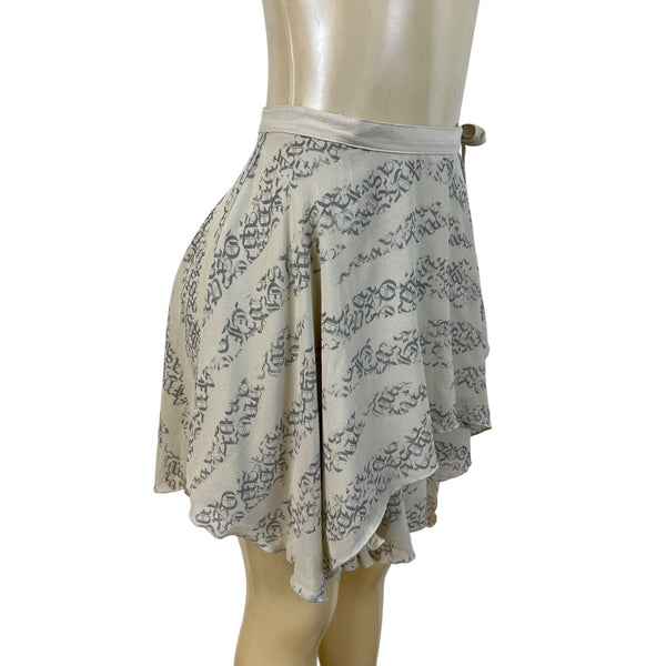 Silence + Noise Women’s Beige Gray Script Print Wrap Skirt Sz S/P - New