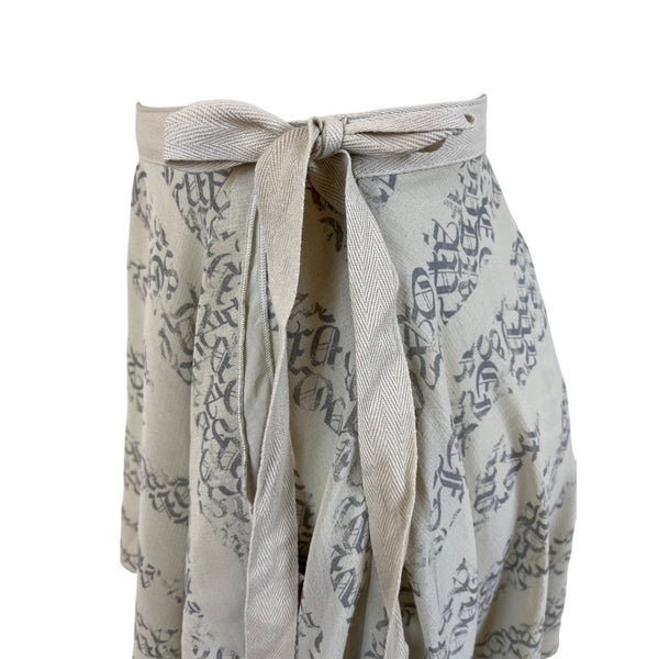 Silence + Noise Women’s Beige Gray Script Print Wrap Skirt Sz S/P - New