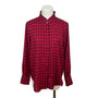 Ann Taylor Red & Black Houndstooth Pearl Details Womens Button-Up Shirt Sz S