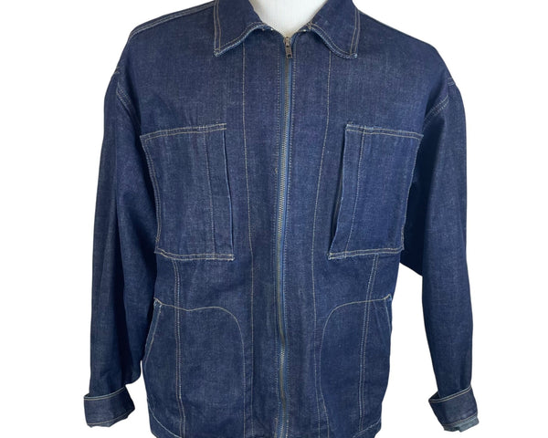 Jordin Mens Blue Denim Jacket Full Zip Cotton Casual Workwear Style Size L