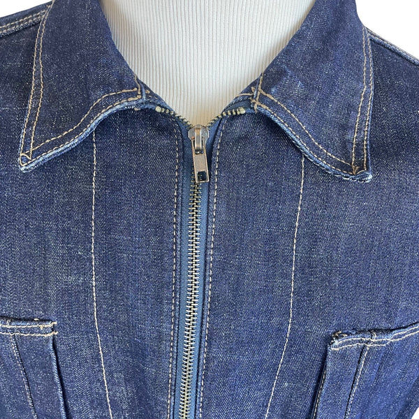 Jordin Mens Blue Denim Jacket Full Zip Cotton Casual Workwear Style Size L