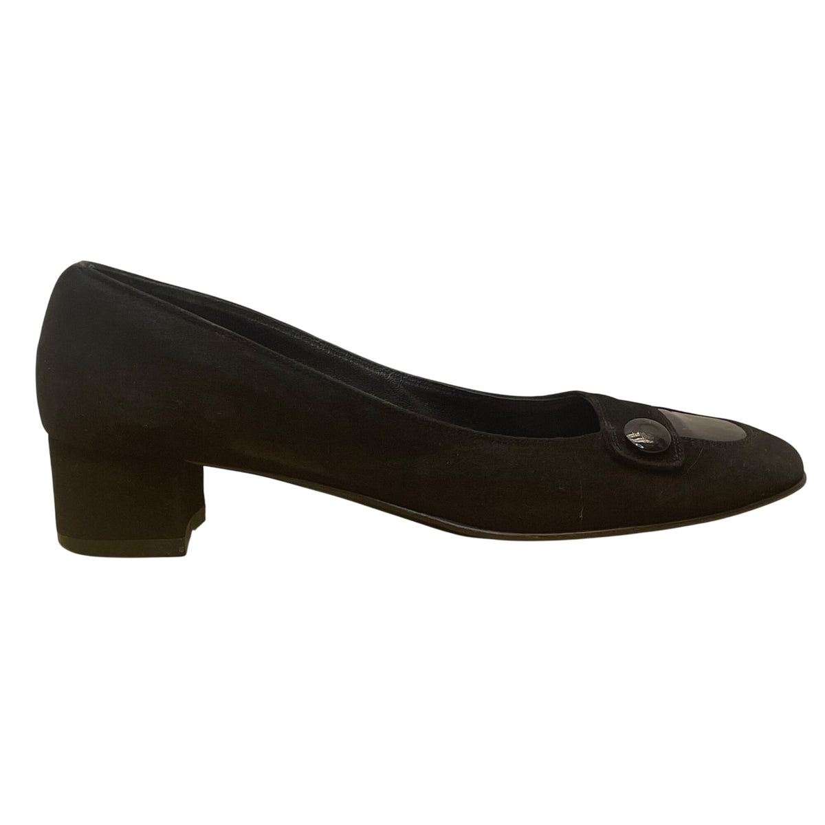 Salvatore Ferragamo Women’s Black Suede & Square-Toe Low-Heel Pumps Size 4.5B