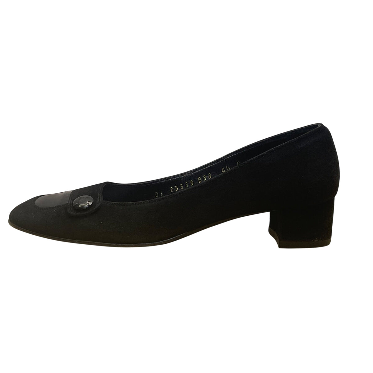 Salvatore Ferragamo Women’s Black Suede & Square-Toe Low-Heel Pumps Size 4.5B